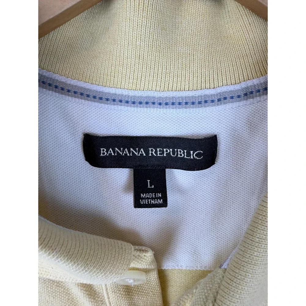 Banana Republic Polo Shirt Mens Large Yellow Stretch Cotton Knit Casual Men
